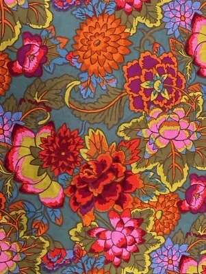 KAFFE FASSETT Quilt Fabric Cloth CLOISSONE Blue 1 YARD Jewel Tones OOP HTF • $22