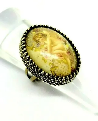 Lovely Big Ring With Amazing Enamel Work By Michal Negrin Vintage. • $86.99