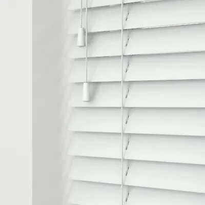 NewEdgeBlinds Real Wood String Venetian Blinds Smooth Slats 50mm Made To Measure • £3.88