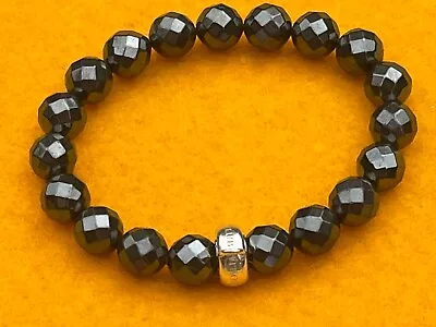 Thomas Sabo Metallic Black Obsidian Bead And Silver Charm Carrier Bracelet • £16.50