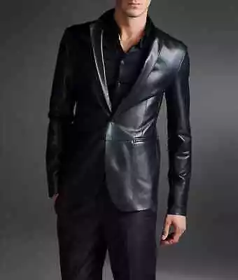 Men's Formal Fit Genuine Lambskin Soft Leather One Button Style Blazer Jacket • $159