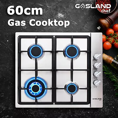 Gasland 60cm 4 Burner Gas Cooktop Stainless Steel Tri-ring Kitchen Cooking Stove • $309.99