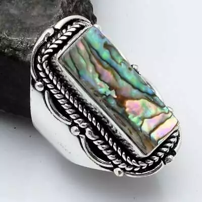Abalone Shell Gemstone Ethnic Handmade Ring Jewelry US Size-5.5 AR 19493 • $2.99