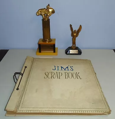 2 Vtg 1950's Sprint Midget Car Racing Trophy Scrapbook Alliance OH Auto Bakelite • $49.95