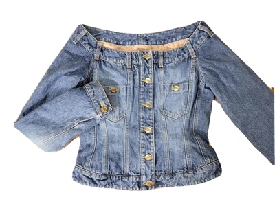 £48.36 • Buy Luisa Spagnoli 42 Women's 6 Cold Shoulder Denim Jacket Designer Trucker Lined