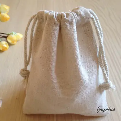 80x Natural Linen Pouch Favour Bags Wedding Baptism Party Favor Soap Wax Bags • $109.91