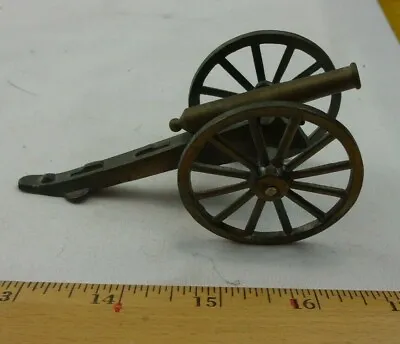 Metal Base Brass Cannon On Wheels VINTAGE 4  • $15.95