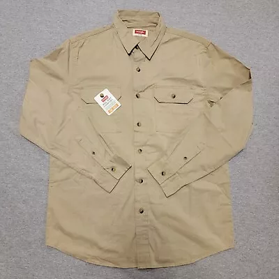 Wrangler Men's Medium Long Sleeve Button Up Shirt Beige Epic Soft Flex Comfort  • $17.98