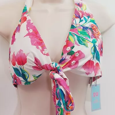 Matthew Williamson Size 18 Bikini Top HALTERNECK  Exotic Floral Rrp£26 • £12.99