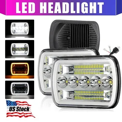 For 1983-95 Mitsubishi Mighty-Max Pair Chrome 7x6  LED Headlight DRL Angel Eyes • $57.99