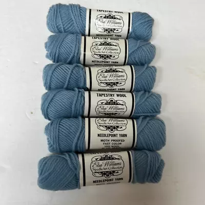 Elsa Williams Lot 6 Blue Needlepoint Yarn 40 Yd Skeins 100% Wool Color 543 N523 • $24