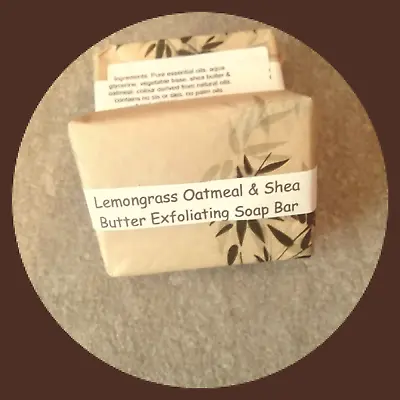 Handmade And All Natural Ingredients..Lemongrass Oatmeal & Shea Butter Soap Bar • £4.50