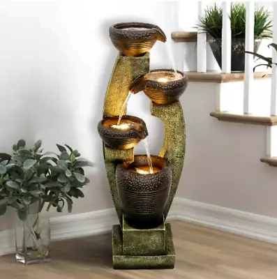 Fountain Water Indoor Tabletop Waterfall Led Decor Light Home Rockery New Modern • $208.57