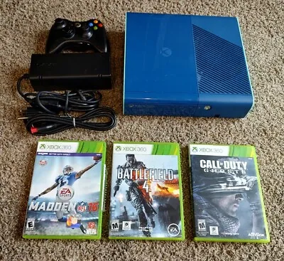 Xbox 360 E Special Edition Blue Bundle 60GB Console Controller Cords TESTED! • $119.99