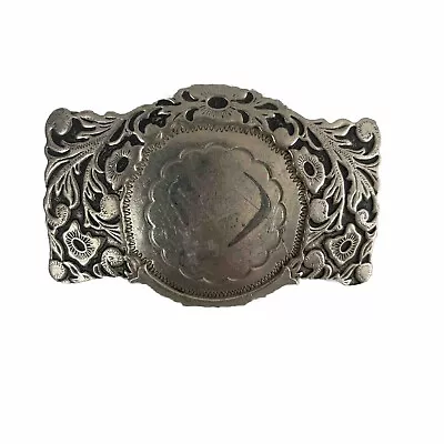 Vintage Nickel Silver Cowboy Rodeo Western Vintage Belt Buckle • $19.99