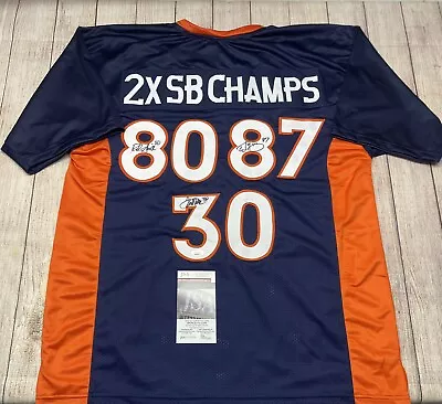 Denver Broncos 2x Sb Champs Triple Signed Jersey Davis Smith Mccaffrey Jsa Coa • $499