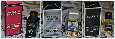 New Vtg 1980s Men's Chanel EDT X3 Antaeus 4ml Egoiste 4ml Platinum Egoiste 4ml • £45