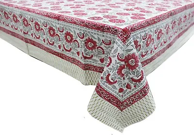 £35.40 • Buy Indian Hand Block Print Tablecloth 100%Cotton 150*220cm Multi Floral Rectangular