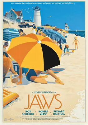 VINTAGE Movie POSTER JAWS Spielberg Film Advertising Movies Art Print A3 A4 • £5.99