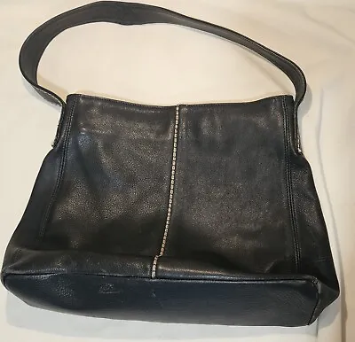 Pre-owned Marco Buggiani Italian Black Leather Pony Shoulder Strap Bag Italy • $20