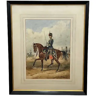 19th Century Watercolour Prince Of Wales Own Guards Horseback By Henry Martens • $7486.20