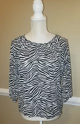 MICHAEL Michael Kors Peasant Style Top In ZEBRA PRINT Size X-SMALL • $17.40