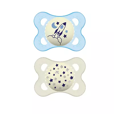 MAM Night Pacifiers 0-6 Months Best For Breastfed Babies Glow In The Dark 2 • $14.82