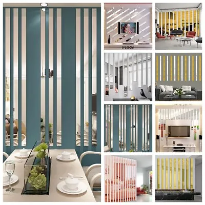 £5.69 • Buy 5-50PCS Long Strip Mirror Acrylic Wall Stickers Self-adhesive Tile Decals Decor