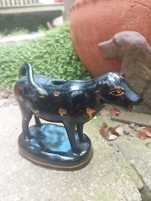 Victorian  Black And Guilt Cow Creamer • £9