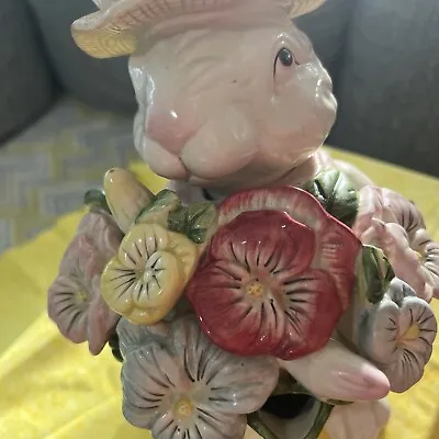 Kaldun & Bogle Bunny Rabbit Teapot W/Bouquet Of Flowers • $28