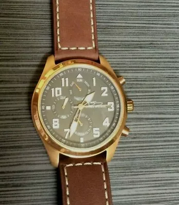 $121.50 • Buy Daniel Steiger Men's Watch Round Black Chronograph Dial On A Brown Leather Band!
