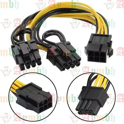 EPS12V / CPU 6pin To Dual 6+2pin PCI-E PCI Express VGA Graphic Cable Y Splitter • £4.61