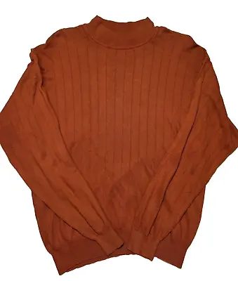 VALDA By Toscano Mens Crewneck Knit Sweater Pullover Orange Small MADE IN ITALY • $10.99