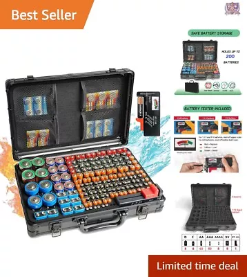 Fireproof Large Battery Organizer Case - Hard Aluminum - Holds 200+ Batteries • $40.82