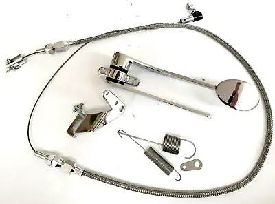 Universal Chrome Spoon Throttle Pedal Kit W/ 36' Braided Cable & Return Spring   • $48.95