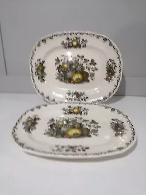 Masons Ironstone Fruit Basket PAIR OF 12 Inch Platters Brown  Hand Coloured  • £13.99