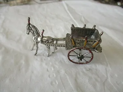 Vintage 800 Silver Miniature Horse-Pulled Cart Enamel Italy 20.4 Grams  • $52.49