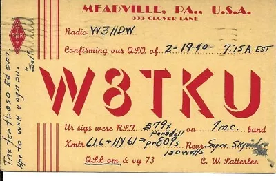 QSL 1940 Meadville PA      Radio Card • $6.02