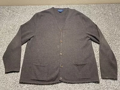 Brooks Brothers Cardigan 100% Lambswool Sweater Brown Mens Large Vintage USA • $43.99