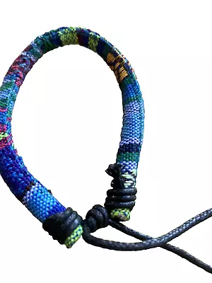 New Multicolor Rastaclat Style Adjustable Draw String Bracelet Blues And Greens • $7.99