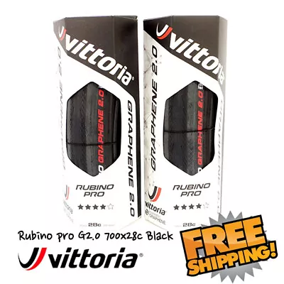 Vittoria Rubino Pro G2.0 GRAPHENE 700 X 28c Full Black Color - One Tire In A Box • $42.90