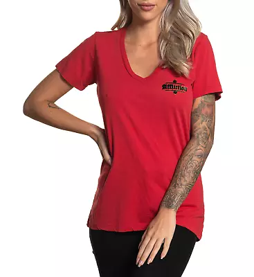 Affliction Women's “PRAISE WINGS” Short Sleeve V-neck Foiled Flocked T-shirt NWT • $61.13