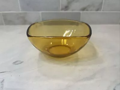 Vintage Square VERECO France Amber Glass Bowl Dessert Snack Boho Decor • $17.99