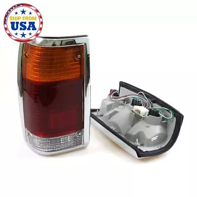 Pair Tail Lights Lamp With Chrome Edge1985-1998 Mazda B2000 B2200 B2600 Pickup • $110.09