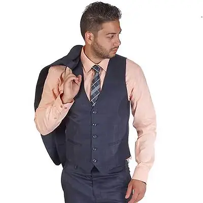 Men's Dress Suit Vest 5 Button V Neck Adjustable Back Strap Formal By AZAR MAN • $14.95