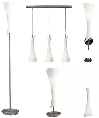 White Glass Hanging Pendants Slim 3 Line Bar Table / Floor Lamp / Wall Lights  • £109.95