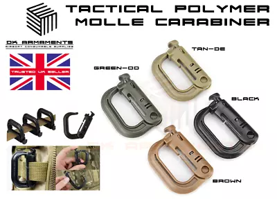 MOLLE D Ring Locking Buckle Durable HD Polymer Tactical Carabiner Belt Clip UK • £2.95