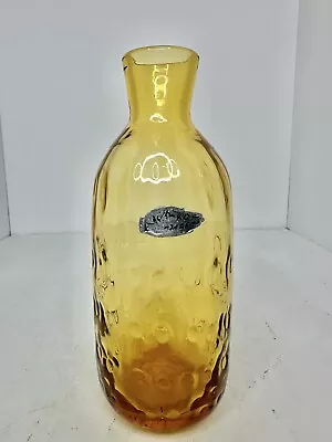 Vintage MCM Blenko Glass 6911 Dimpled Vase 7.75” In Wheat Stunning W/label • $59.99