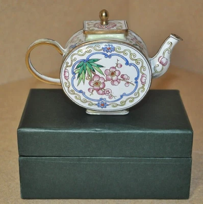 $24.95 • Buy KELVIN CHEN Miniature Enamel  *Numbered *Hand Painted Teapot *Flowers #1300