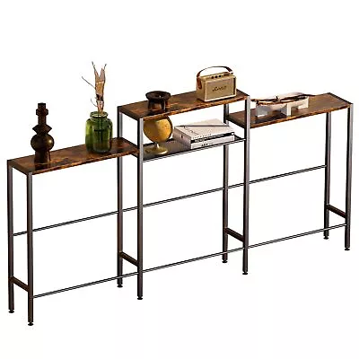 70  Slim Retro Console Table Double-Layer For Behind Sofa/Hallway • $53.99